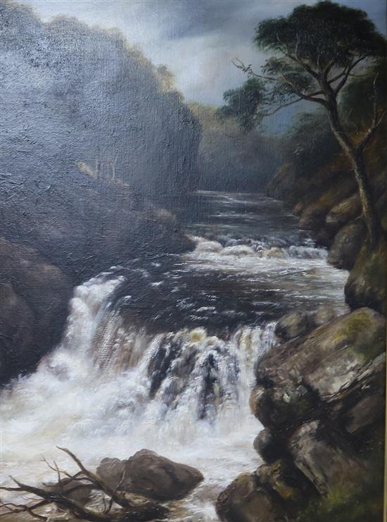 Circle of John Brandon Smith Waterfall On the Neath 60 x 44.5cm